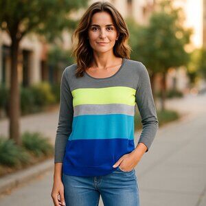 Lane Bryant Colorblock Scoop Neck Long Sleeve Sweater - 14/16